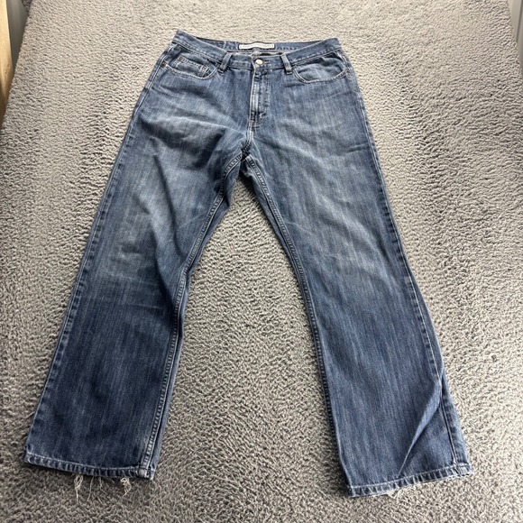 Express Jeans Mens 33x30‎ Blue Medium Wash Cotton Relaxed Precision Fit Denim - Picture 1 of 11